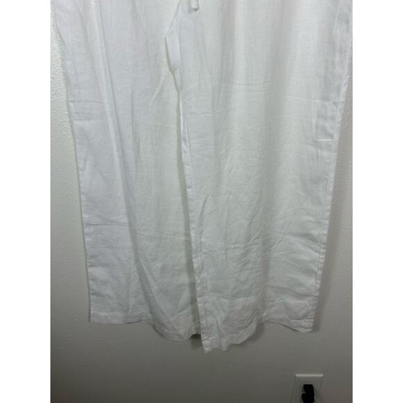 Boden Relaxed Pull On Linen Wide Leg Trousers White Sz 14 - Picture 3 of 7